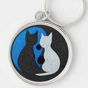 Twee gestileerde katten sleutelhanger