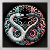 Twee gestileerde slangen poster (Voorkant)