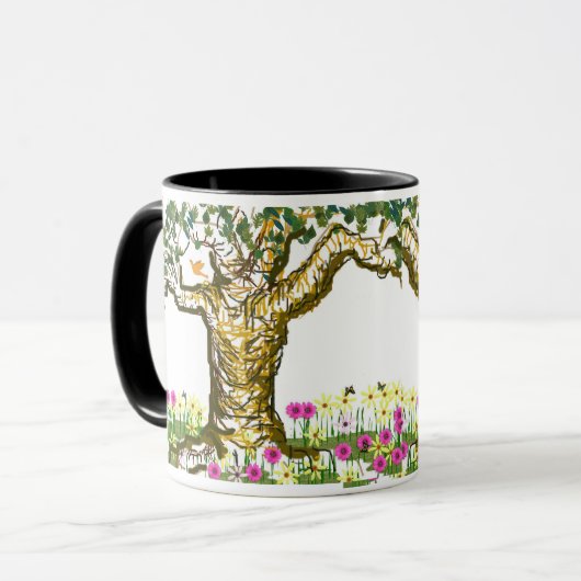 Twee getinte boombeker mok (Voorkant links)