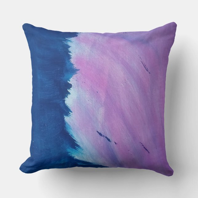 Twee getinte roze en blauw Abstract kussen (Voorkant)