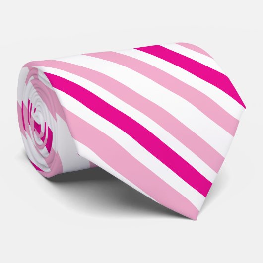 Twee getinte roze en witte geometrische strepen stropdas (Opgerold)