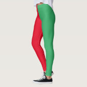 Twee getinte split kleur half rood en half groen leggings (Links)