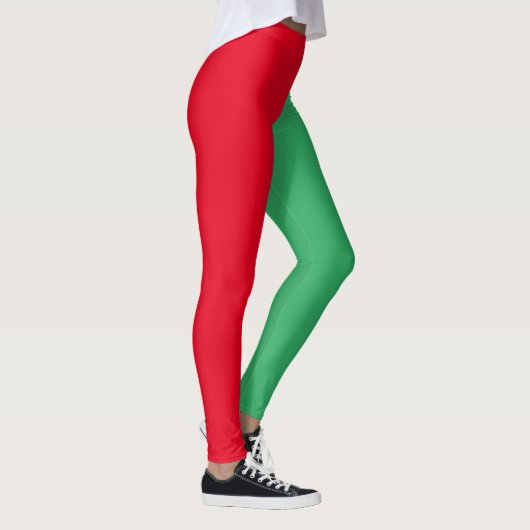 Twee getinte split kleur half rood en half groen leggings (Rechts)