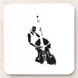 Twee getoned Upright Bass Player-contour Bier Onderzetter
