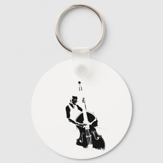 Twee getoned Upright Bass Player Outline BW Sleutelhanger (Voorkant)
