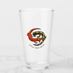 Twee getwijnde glimlachende Salamander Friends Car Glas