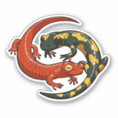 Twee getwijnde glimlachende Salamander Friends Car Sticker (Voorkant)