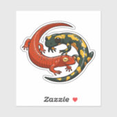 Twee getwijnde glimlachende Salamander Friends Car Sticker (Vel)