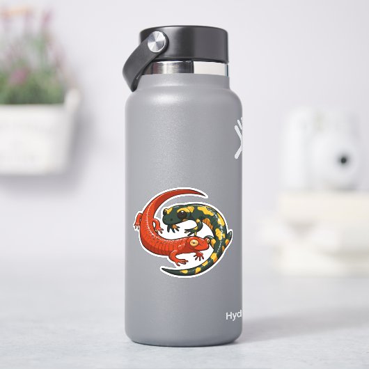 Twee getwijnde glimlachende Salamander Friends Car Sticker (HydroFlask)