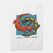 Twee getwijnde glimlachende vrienden Cartoon Salam Theedoek (Verticaal)