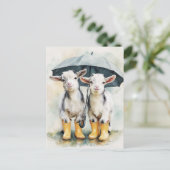 Twee gevlekte Baby-geiten op een regenachtige dag Briefkaart (Staand voorkant)
