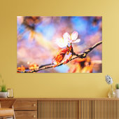 Twee geweldige Sakura Flowers. Roze, blauwe achter Canvas Afdruk (Insitu (Woonkamer))