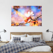 Twee geweldige Sakura Flowers. Roze, blauwe achter Canvas Afdruk (Insitu (Slaapkamer))