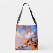 Twee geweldige Sakura Flowers. Roze, blauwe achter Crossbody Tas (Achterkant)