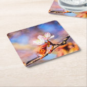 Twee geweldige Sakura Flowers. Roze, blauwe achter Kartonnen Onderzetters (Schuin)