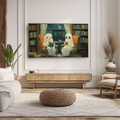 Twee Gezellige Geesten Lezen In Een Bibliotheek Poster