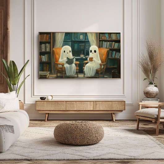 Twee Gezellige Geesten Lezen In Een  Bibliotheek Poster