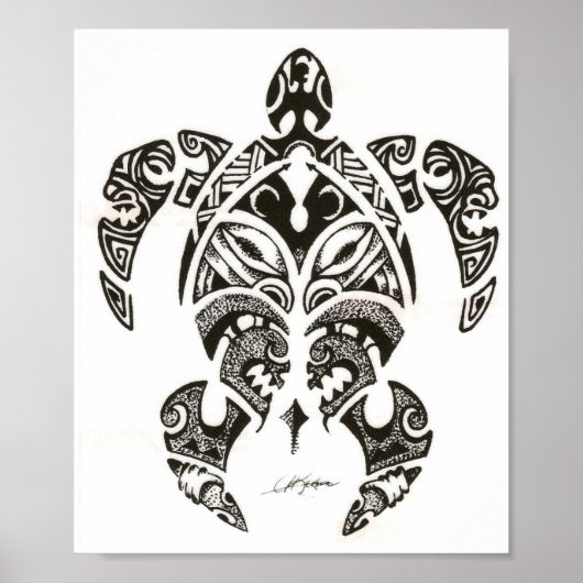 twee gezichten ( honu ) schildpad poster (Voorkant)