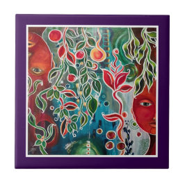 Twee gezichten schilderen tegeltje