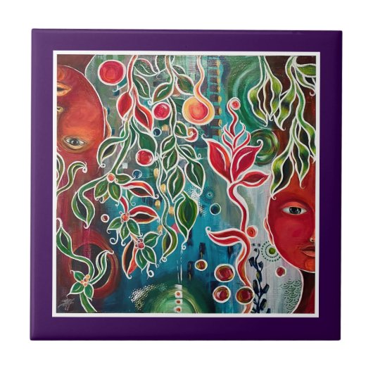 Twee gezichten schilderen tegeltje (Voorkant)