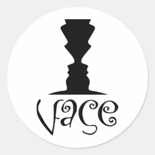 Twee Gezichten voor Vaas Optische Illusie Ronde Sticker