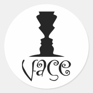 Twee Gezichten voor Vaas Optische Illusie Ronde Sticker