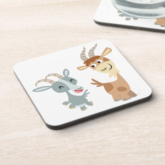 Twee gezonde Cartoon geiten Onderzetters ingesteld (Linkerzijde)