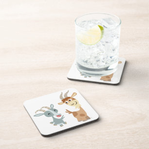 Twee gezonde Cartoon geiten Onderzetters ingesteld