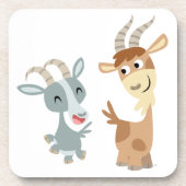 Twee gezonde Cartoon geiten Onderzetters ingesteld (Voorkant)