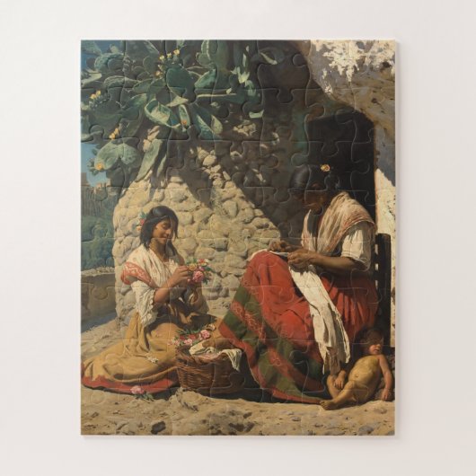 Twee Gipsy vrouwen buiten hun huisje, P.S. Krøyer Legpuzzel (Verticaal)