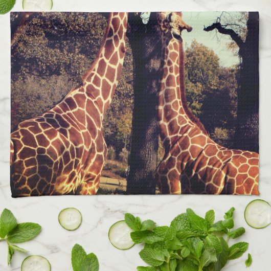 Twee Giraffe keukenhanddoeken (Gevouwen)