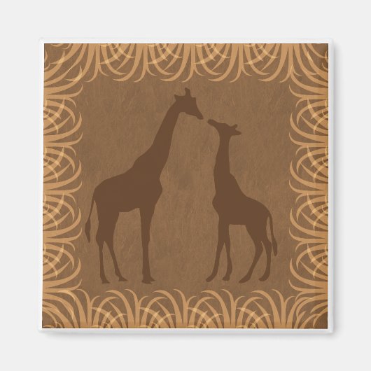 Twee Giraffe Silhouettes (Safari Theme) Magneet (Voorkant)