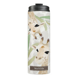 Twee Giraffe Waterverf Licht Greige Thermosbeker