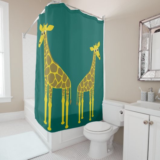 Twee giraffen douchegordijn (In situ)