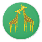Twee giraffen keramische knop (Voorkant)