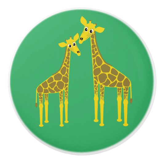 Twee giraffen keramische knop (Voorkant)
