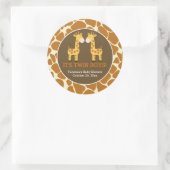 Twee giraffen met giraffeprint favor sticker (Tas)
