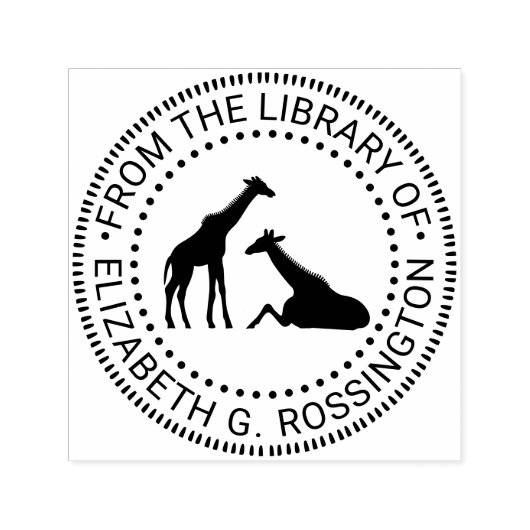 Twee giraffen silhouet #1N bibliotheekboeknaam Zelfinktende Stempel (Design)