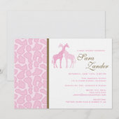Twee Giraffes Baby shower Uitnodiging - Meisjes (Voorkant / Achterkant)