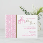 Twee Giraffes Baby shower Uitnodiging - Meisjes (Staand voorkant)