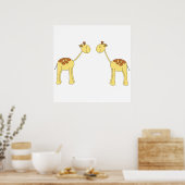 Twee Giraffes. Cartoon Poster (Keuken)