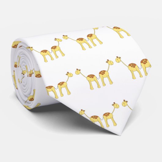 Twee Giraffes Cartoon Stropdas (Opgerold)
