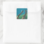 Twee Giraffes (Giraffa camelopardalis) Vierkante Sticker (Tas)