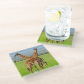 Twee Giraffes Glazen Onderzetter (Schuin)