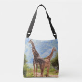 Twee giraffes in het nationale park Serengeti. Afr Crossbody Tas (Voorkant)