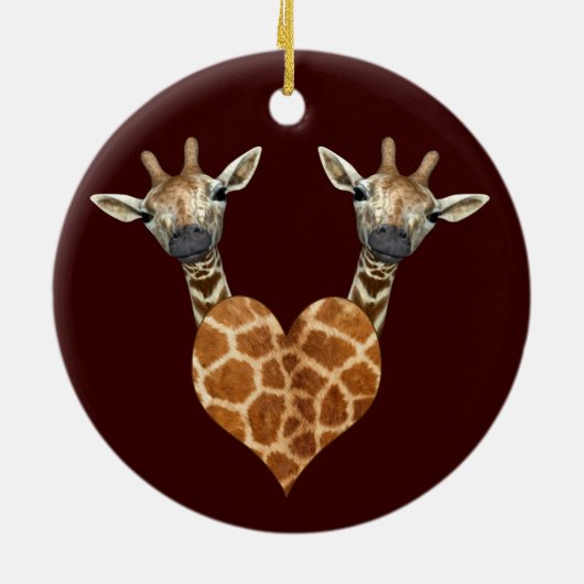 Twee Giraffes Keramisch Ornament (Achterkant)
