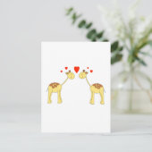 Twee Giraffes met hart. Cartoon. Briefkaart (Staand voorkant)