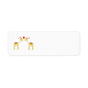 Twee Giraffes met hart. Cartoon. Etiket