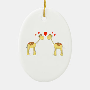 Twee Giraffes met hart. Cartoon. Keramisch Ornament
