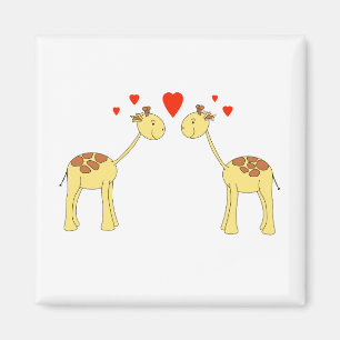Twee Giraffes met hart. Cartoon. Magneet